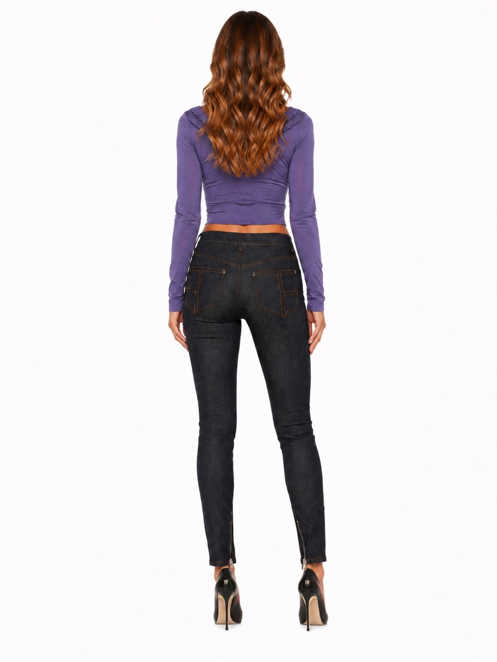 NWT TOM FORD Exposed Zip Skinny Jeans Black TF Logo Size 24 - Picture 3 of 12